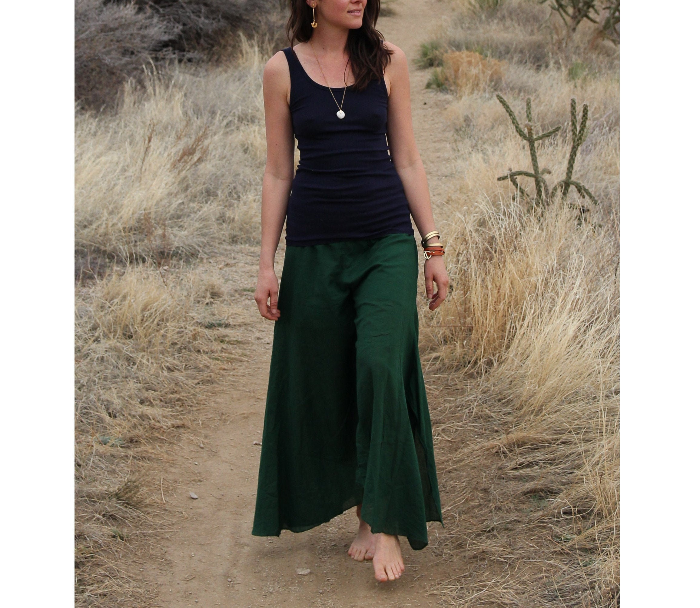 Cotton Prairie Pant in EMERALD // Partially Lined, Moisture Wicking, …
