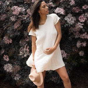 Mini Tee Dress // Natural Soft Cotton Pocket Dress // Feel Free from the Inside Out image 7