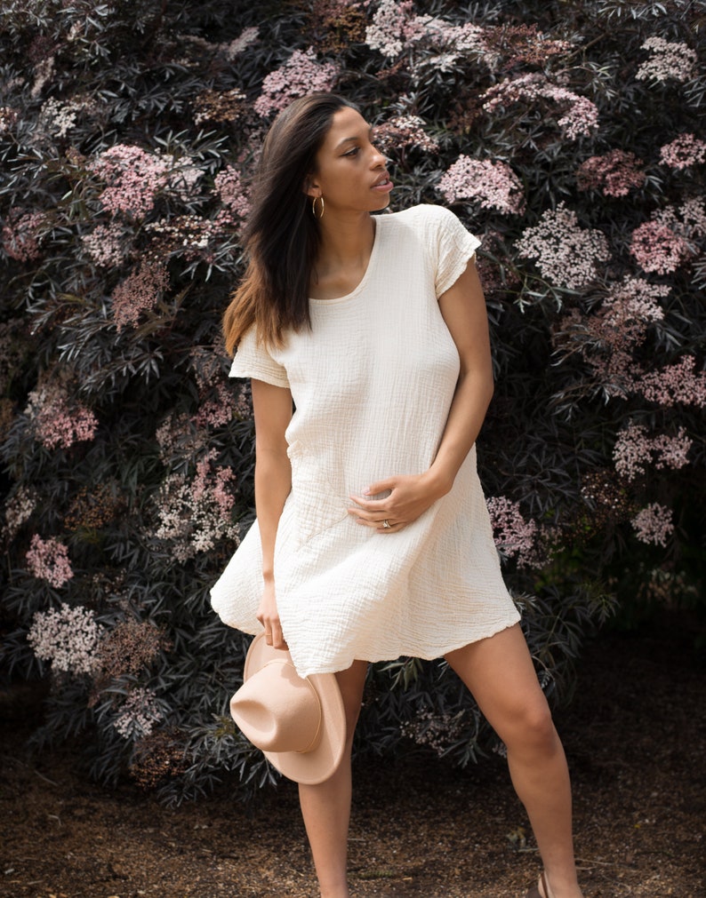 Mini Tee Dress // Natural Soft Cotton Pocket Dress // Feel Free from the Inside Out image 7