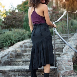 Ruffle Wrap Skirt // Flirty Fun with Built-in Slip // Breathable Tiered Maxi Wrap Skirt image 8