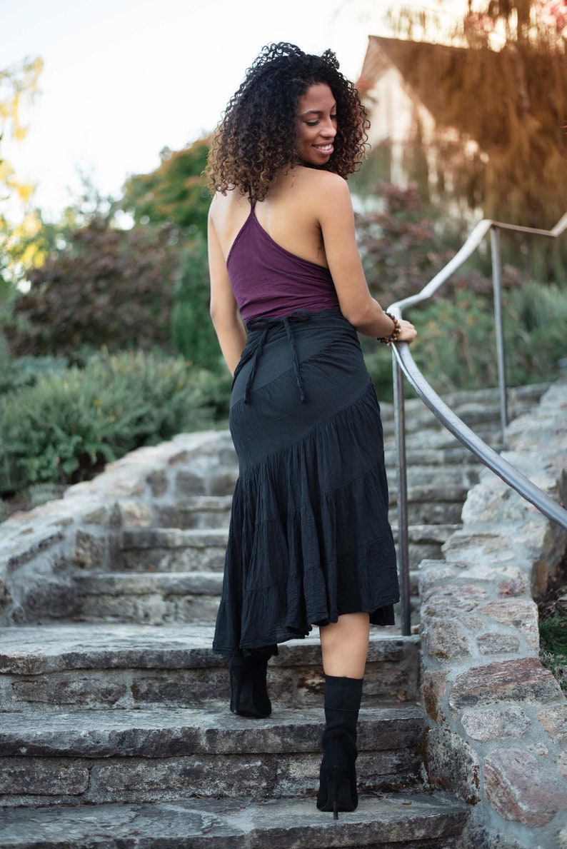 Ruffle Wrap Skirt // Flirty Fun with Built-in Slip // Breathable Tiered Maxi Wrap Skirt image 8