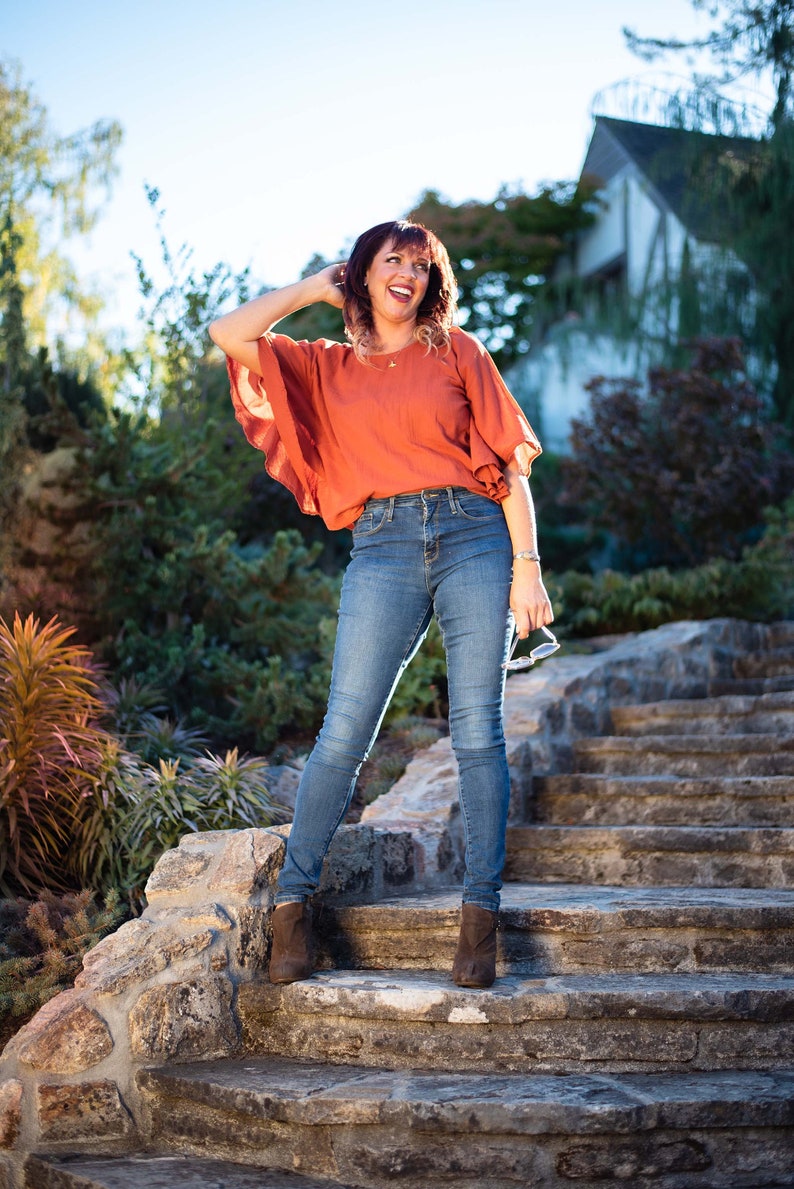 The Petal Top // Natural Cotton Lightweight Breathable // Summer Kisses All Around You Rust