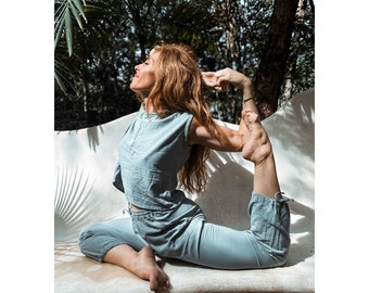 Kali Yoga Jogger // Natural Woven Cotton Pant Deep Pockets // Empower your Legs to Devour Life
