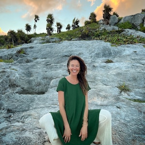 Mini Tee Dress // Natural Soft Cotton Pocket Dress // Feel Free from the Inside Out image 2