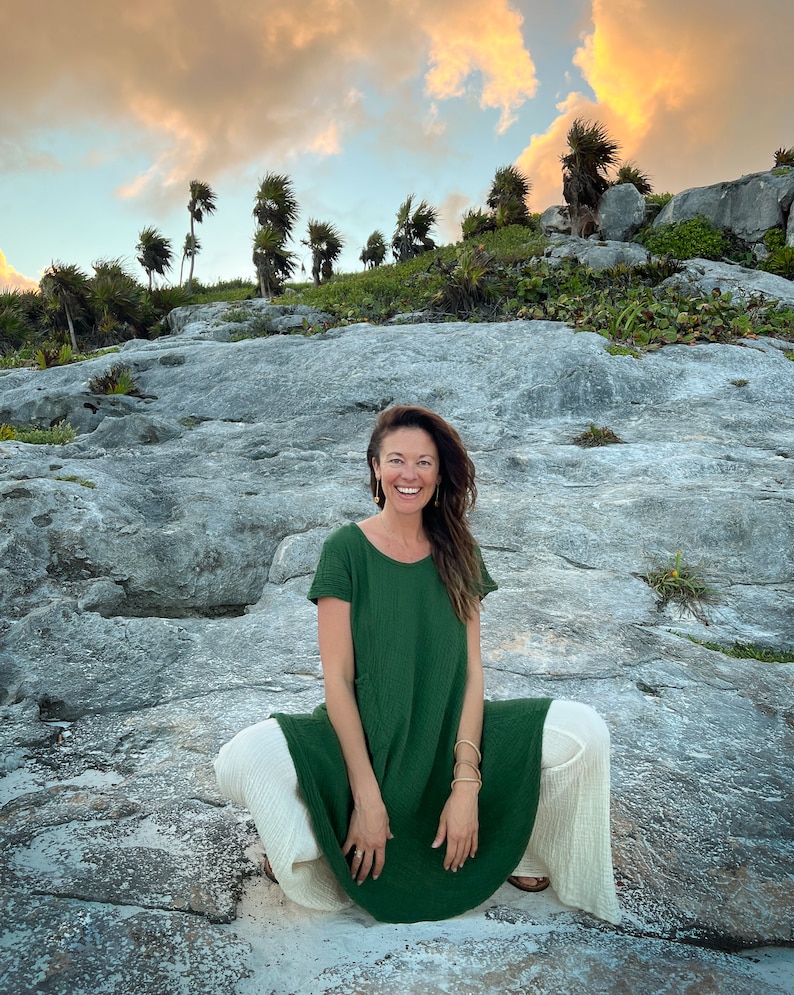 Mini Tee Dress // Natural Soft Cotton Pocket Dress // Feel Free from the Inside Out image 2