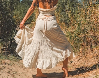 Ruffle Wrap Skirt // Flirty Fun with Built-in Slip // Breathable Tiered Maxi Wrap Skirt