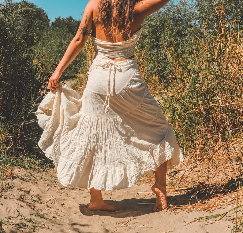 Ruffle Wrap Skirt // Flirty Fun with Built-in Slip // Breathable Tiered Maxi Wrap Skirt Undyed US Size 0-6