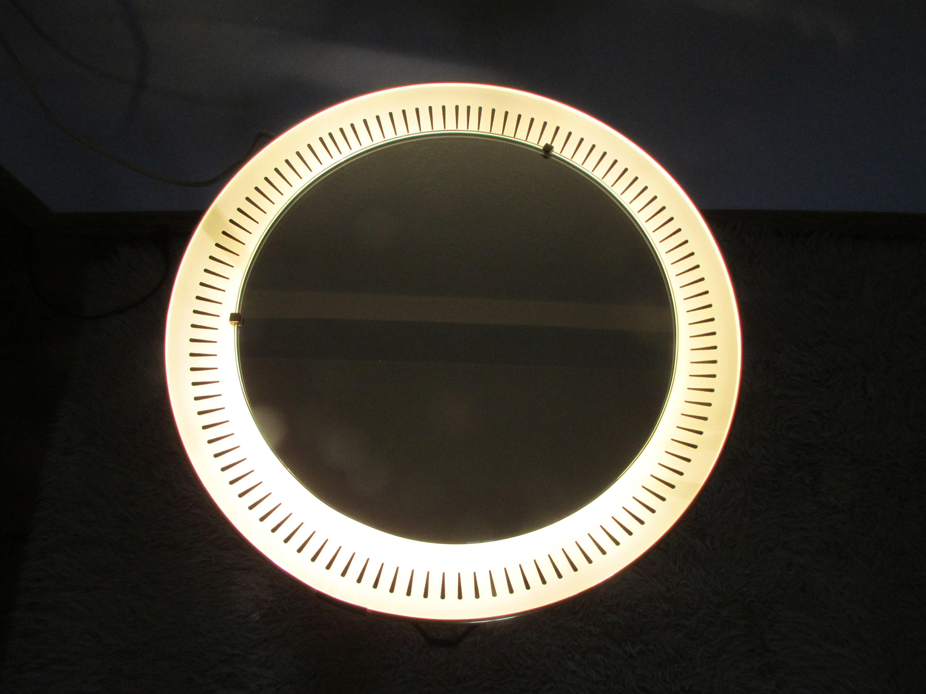 Hillebrand Leuchten mid century 60s perforated illuminated wall mirror mirror light