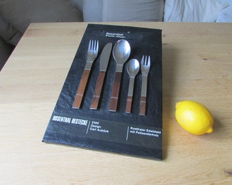 Rosenthal cutlery form "Duo" 70s presentation display stainless steel+rosewood design by Carl Auböck