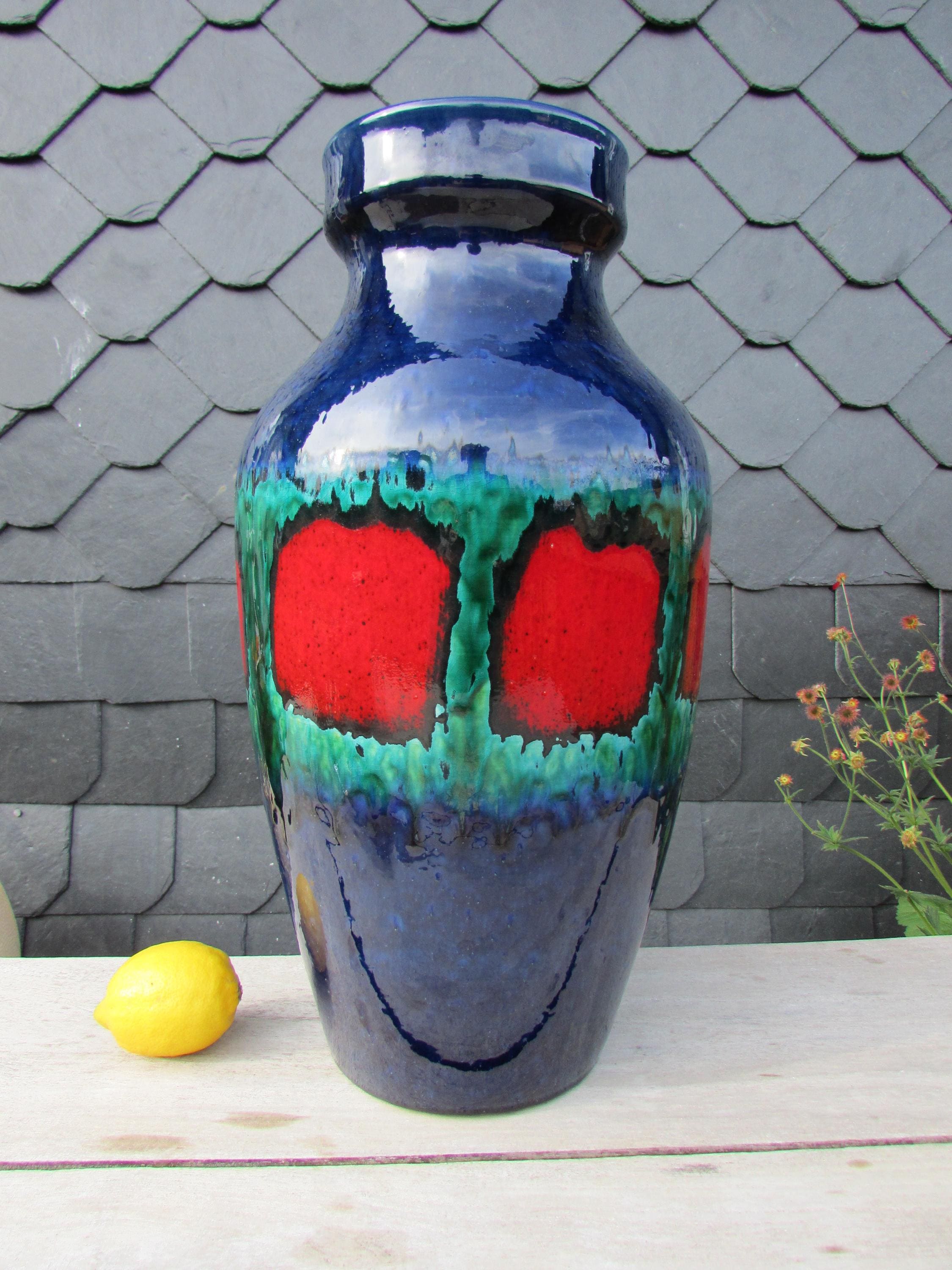 Ü - Ceramic WGP Vintage 70s Design Large Blue Floor Vase 1159/46
