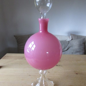 Vintage 60s/70s pink Murano Glass Genie Bottle with stopper