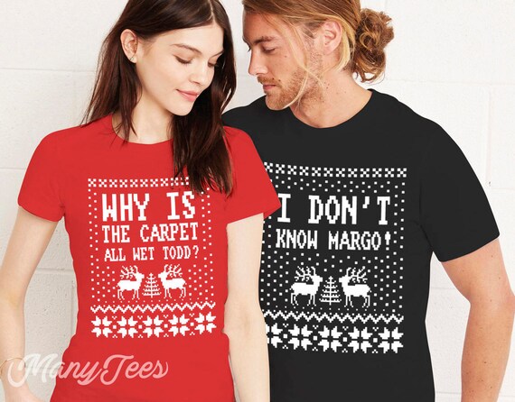 funny christmas couple shirts