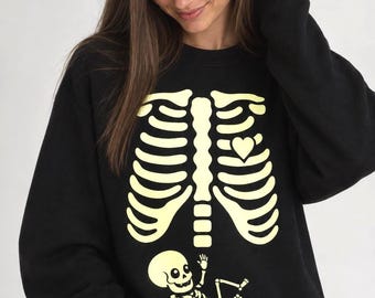 Halloween pregnancy announcement, halloween pregnancy sweatshirt, halloween maternity glow in the dark sweatshirt, funny halloween sweater