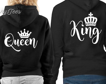 König und Königin Hoodie König und Königin Sweatshirts König und Königin Hoodies König und Königin Pullover Paare Hoodies Valentinstag Geschenk