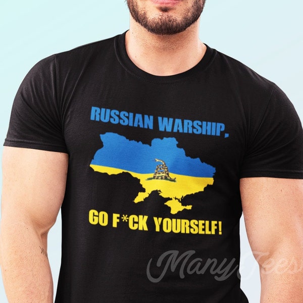 Support Ukraine T-Shirt - 'Russian Warship, Go F Yourself' Graphic Tee In Black - View #4