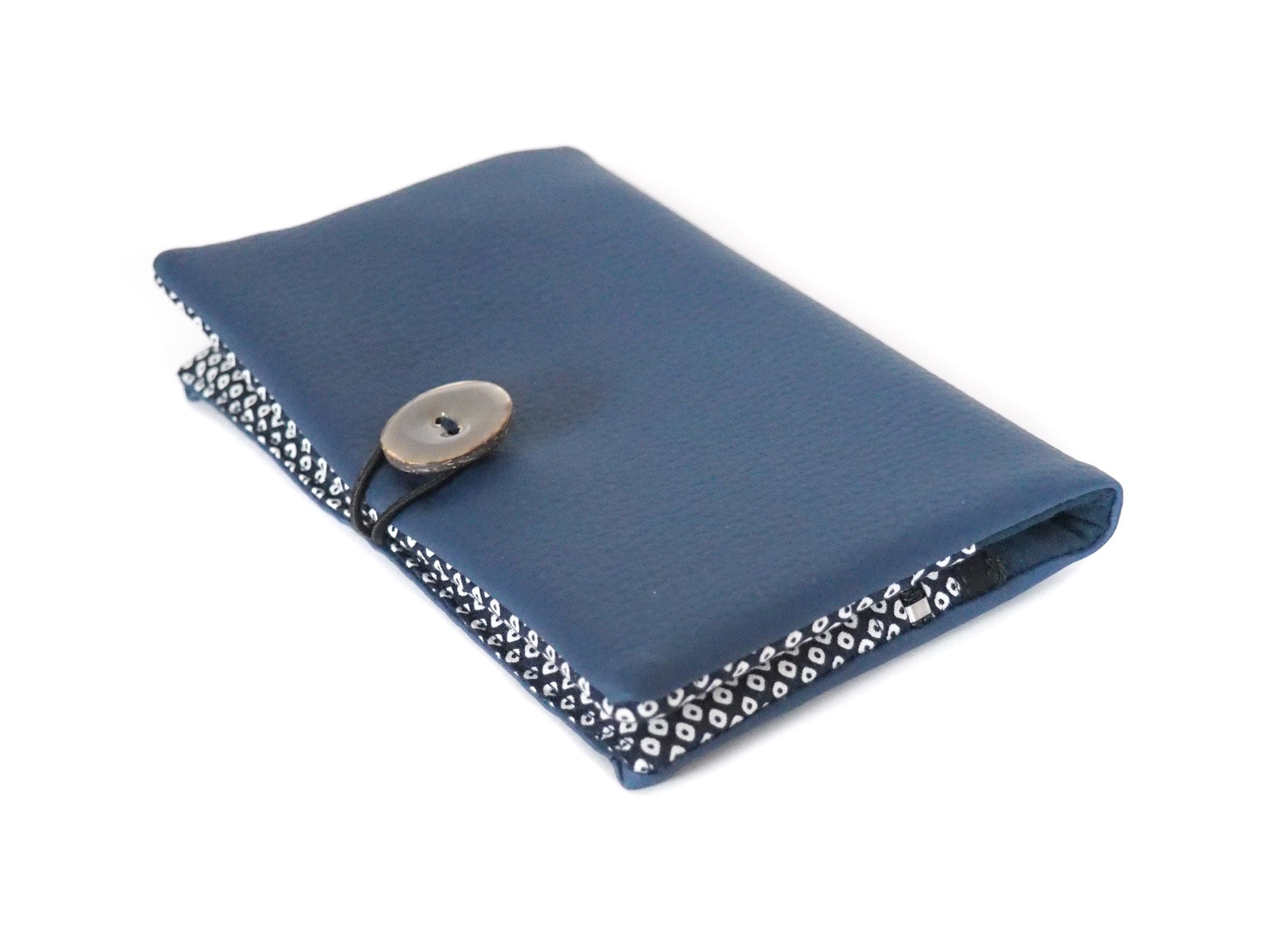 Women's Wallet Faux Leather Navy Blue Printed Fabric Blue Etsy