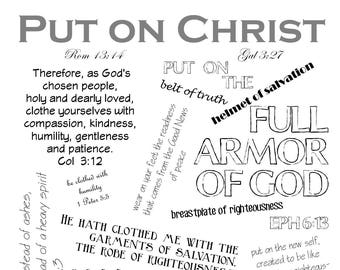 Printable Scripture Collage - Godly Clothing, Bible Poster, Christian, Righteousness