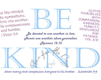 Kindness Bible Verses - Printable Character Card or Poster - Scripture Memory, Virtue, Inspiration
