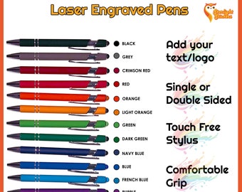Laser engraved pens for laser engraving - Black ball point pen with stylus - bulk case