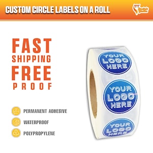 Custom Glossy Circle Labels on a Roll for Small Business