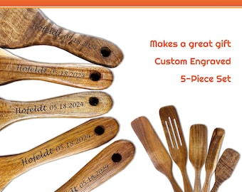 Personalized Wooden Spurtles, Laser Engraved Spatulas, Custom Wooden Tuner, Cooking, Kitchen Utensils, Housewarming Gift