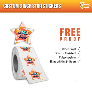 Customized 2 inch Star Sticker Labels On A Roll