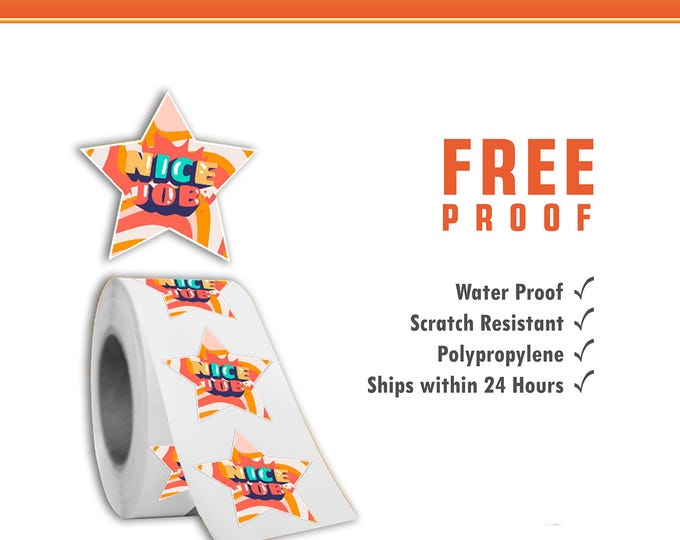 Customized 2 inch Star Sticker Labels On A Roll