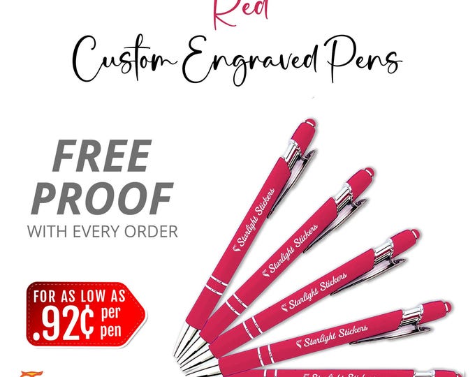 Premium Red Laser - Engraved Custom Pens with Stylus