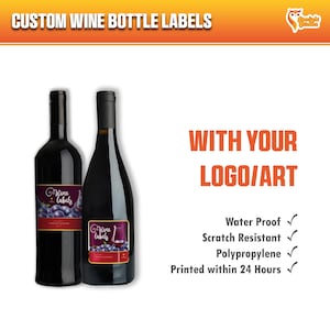 Printed Custom Wine Bottle Labels - Wedding, Small Business