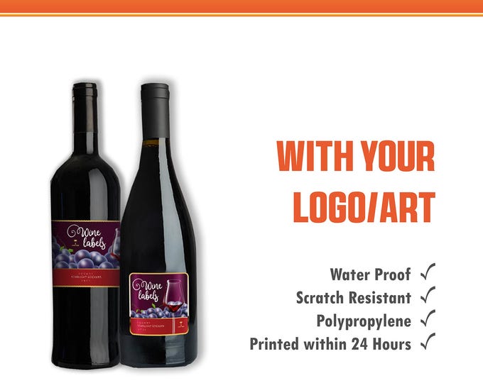 Printed Custom Wine Bottle Labels - Wedding, Small Business
