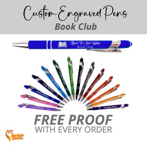 Personalized Pen for Book Club, Laser Engraved Pen, Ball Point Pen with Black Ink and Stylus, Book Lover Gift, Bookworm Pen, Bookish Gift
