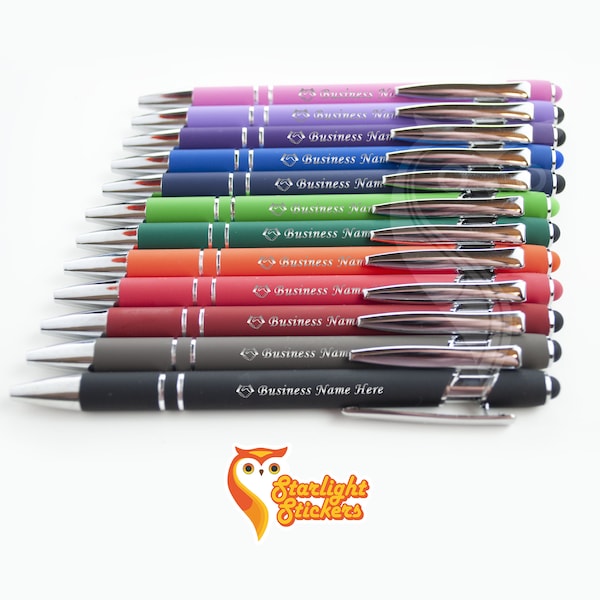 Laser engraved pens for laser engraving - Black ball point pen with stylus - bulk case