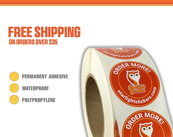 Circles - Custom Stickers on a roll - waterproof round permanent labels