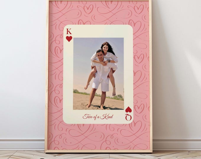 Custom King and Queen Card Print, Couples Wall Art - Valentines Gift