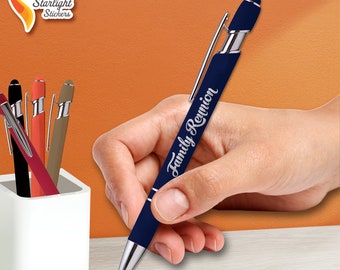 Personalized Pen for Family Reunion and Party Favors, Laser Engraved Pens, Ball Point Pen with Black Ink and Stylus, Bulk Pens for Giveaways