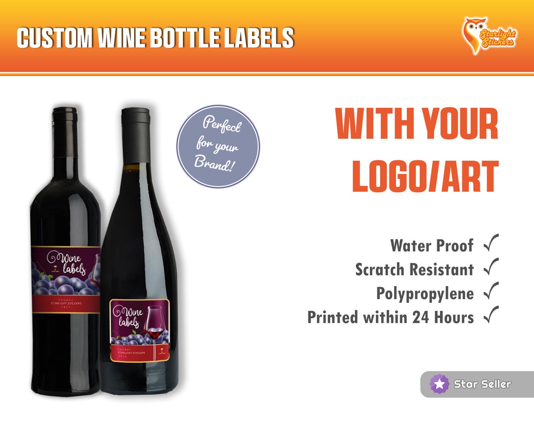 Printed Custom Wine Bottle Label, Custom Wine Labels, Photo Wine Label ...