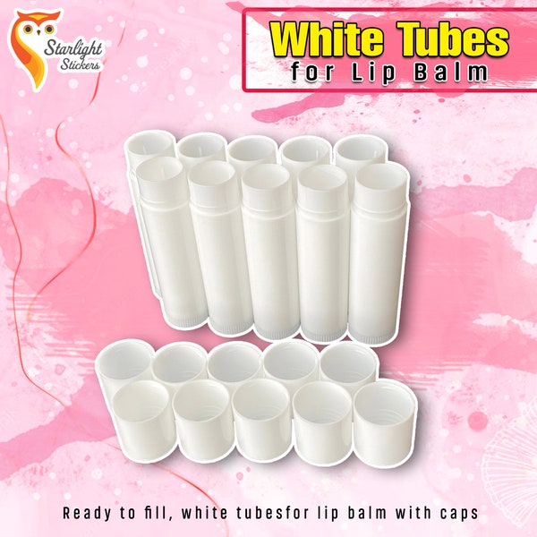 White Lip Balm Tubes with caps ready to fill empty Lip Balm Tubes
