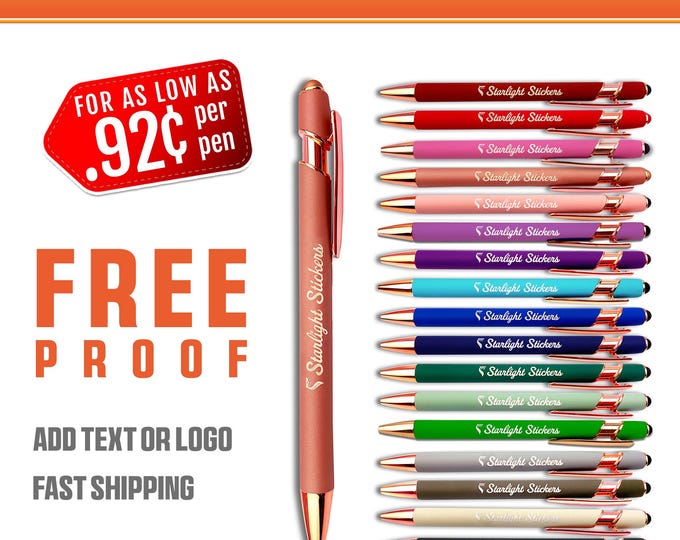 Rose Gold Laser Engraved Custom Pens with Stylus