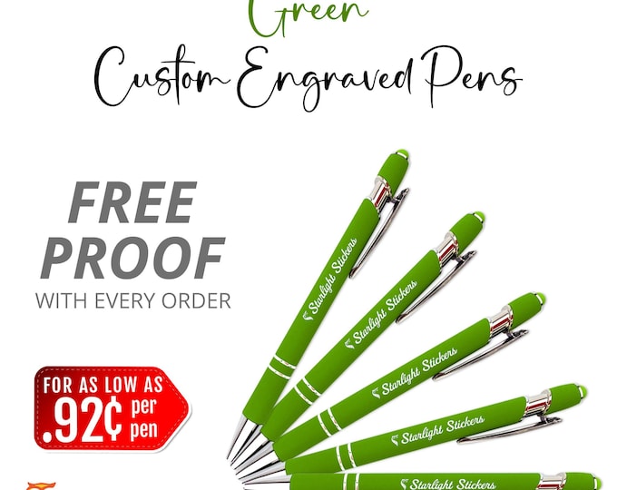 Premium Green Laser - Engraved Custom Pens with Stylus