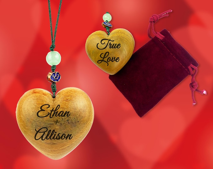 Personalized Wooden Heart Engraved - Unique Valentine's Day Gift