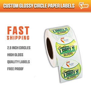 High Glossy 2.5 inch Circle Paper Stickers On Roll
