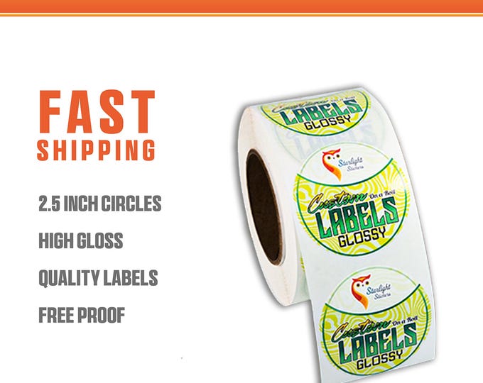 High Glossy 2.5 inch Circle Paper Stickers On Roll