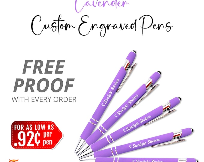 Premium Lavender Laser - Engraved Custom Pens with Stylus