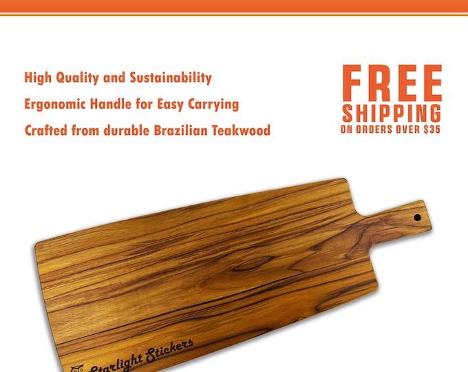 24" Teakwood Charcuterie Board - Cutting Board Laser Engraved Wood