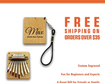 Custom Engraved Mini 8 Key Kalimba - Compact Musical Instrument