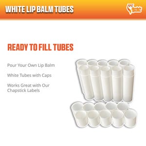 White Lip Balm Tubes with Caps - Empty, Ready to Fill