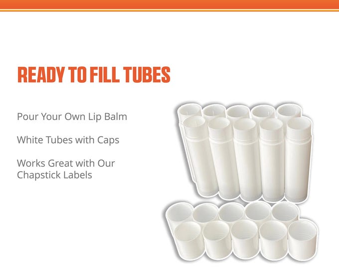 White Lip Balm Tubes with Caps - Empty, Ready to Fill