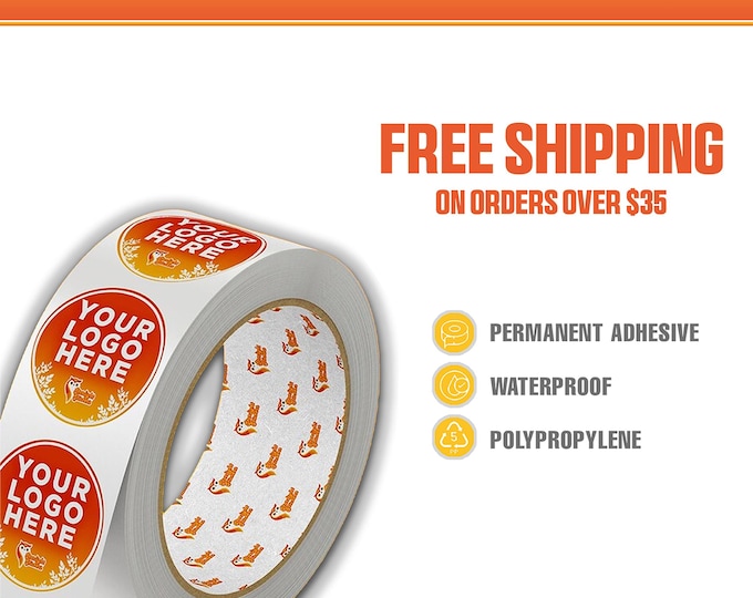 Custom Labels on Roll Premium Gloss Weatherproof Labels - Your Design Logo - Glossy Matte Clear - FAST SHIPPING - Free Proof Before Printing