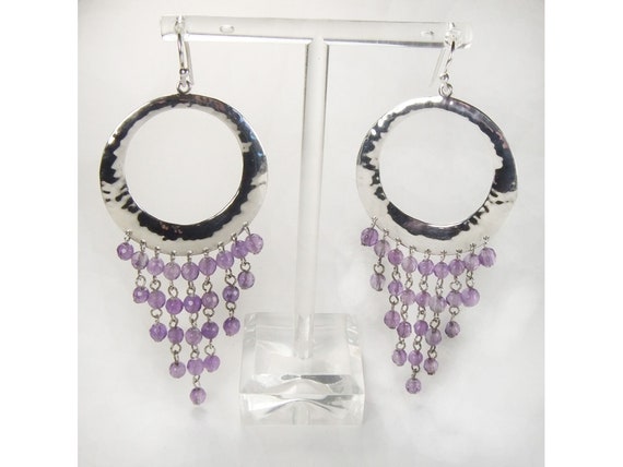 Solid Sterling Silver Chandelier Dangle Earrings … - image 1