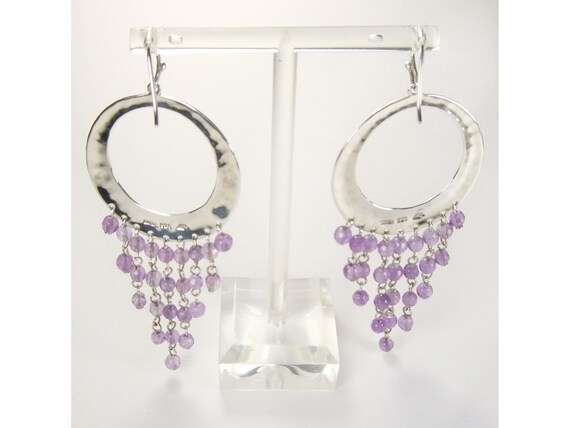 Solid Sterling Silver Chandelier Dangle Earrings … - image 2